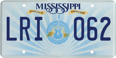 MS license plate LRI062