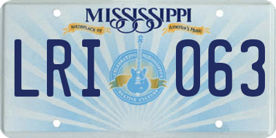 MS license plate LRI063