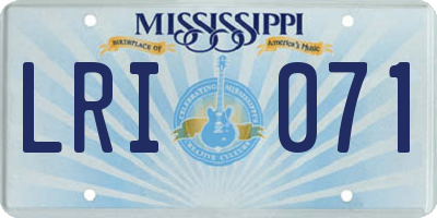 MS license plate LRI071