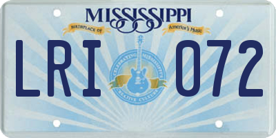 MS license plate LRI072