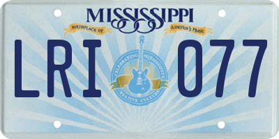 MS license plate LRI077