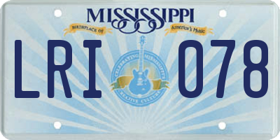 MS license plate LRI078