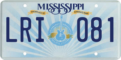 MS license plate LRI081