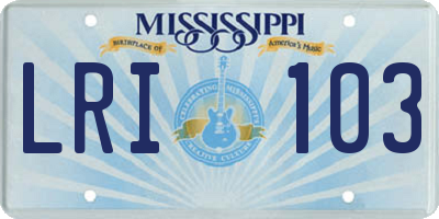MS license plate LRI103