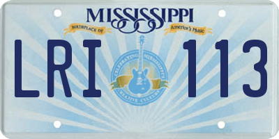 MS license plate LRI113
