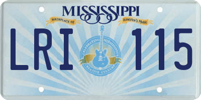 MS license plate LRI115