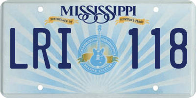 MS license plate LRI118