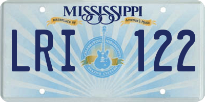 MS license plate LRI122
