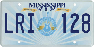 MS license plate LRI128