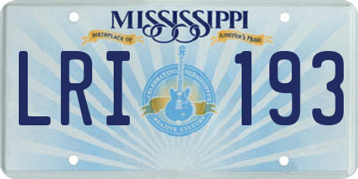 MS license plate LRI193