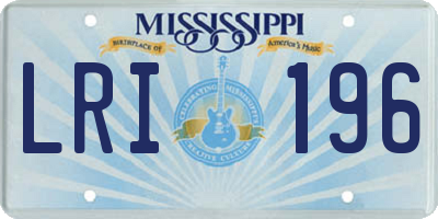 MS license plate LRI196