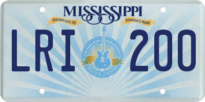 MS license plate LRI200