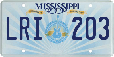 MS license plate LRI203