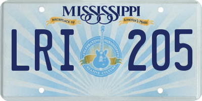 MS license plate LRI205