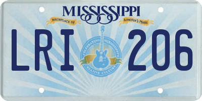 MS license plate LRI206