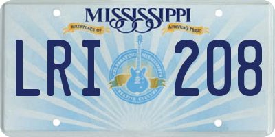MS license plate LRI208
