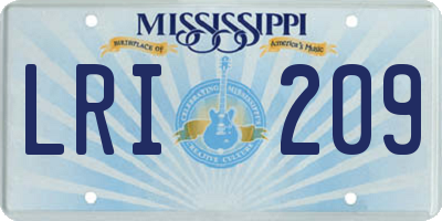 MS license plate LRI209
