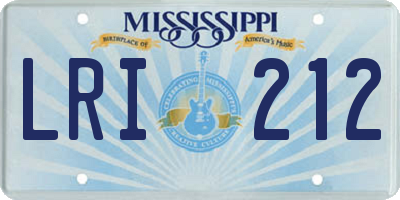 MS license plate LRI212