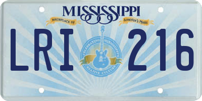 MS license plate LRI216
