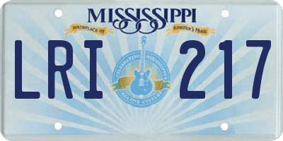 MS license plate LRI217