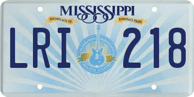MS license plate LRI218