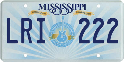 MS license plate LRI222