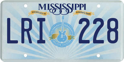MS license plate LRI228