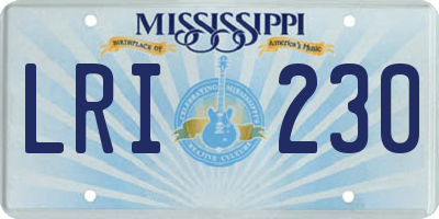 MS license plate LRI230
