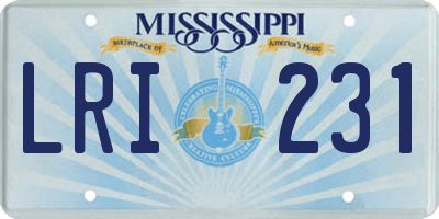 MS license plate LRI231