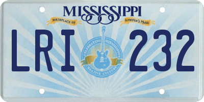 MS license plate LRI232
