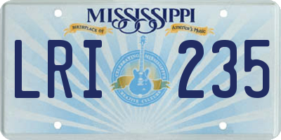 MS license plate LRI235