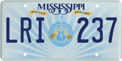 MS license plate LRI237