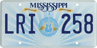 MS license plate LRI258