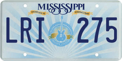 MS license plate LRI275