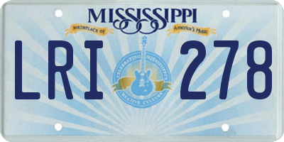 MS license plate LRI278