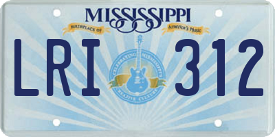 MS license plate LRI312