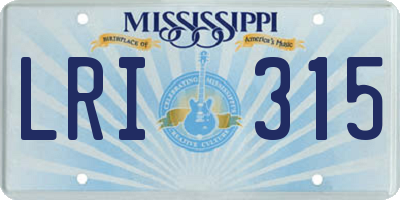 MS license plate LRI315