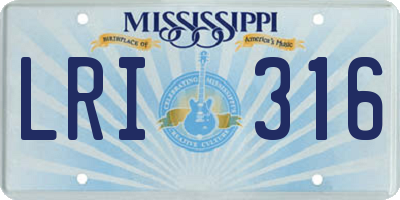 MS license plate LRI316