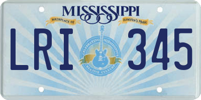 MS license plate LRI345