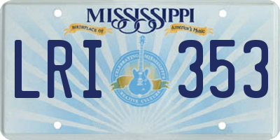 MS license plate LRI353