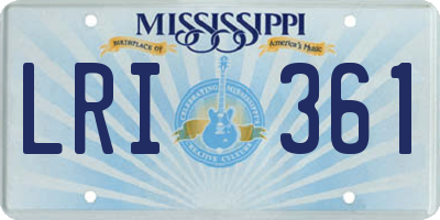 MS license plate LRI361