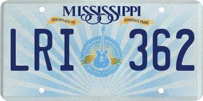 MS license plate LRI362