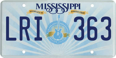 MS license plate LRI363