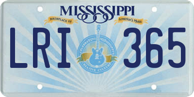 MS license plate LRI365