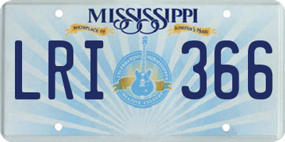 MS license plate LRI366