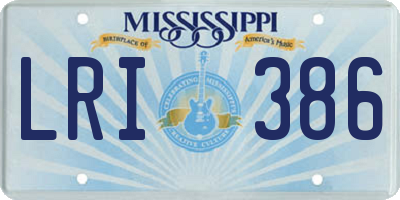 MS license plate LRI386