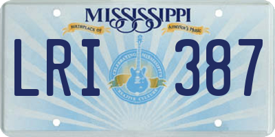 MS license plate LRI387