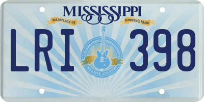 MS license plate LRI398