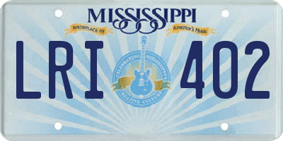 MS license plate LRI402