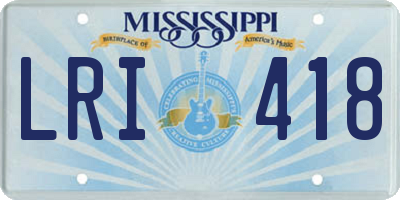 MS license plate LRI418